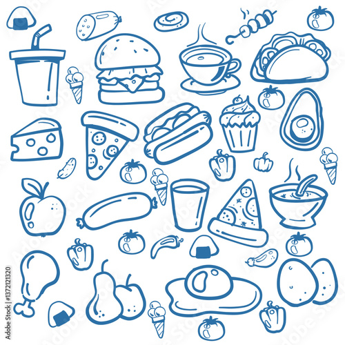 Food and Drink Doodle – Hand-Drawn Culinary Icon Set