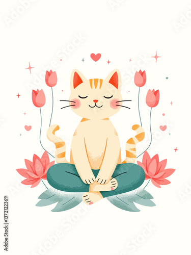  logo cat in lotus position