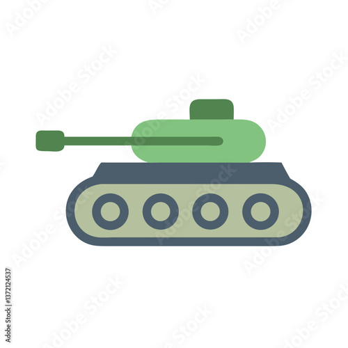 Light green tank icon in flat style with cannon