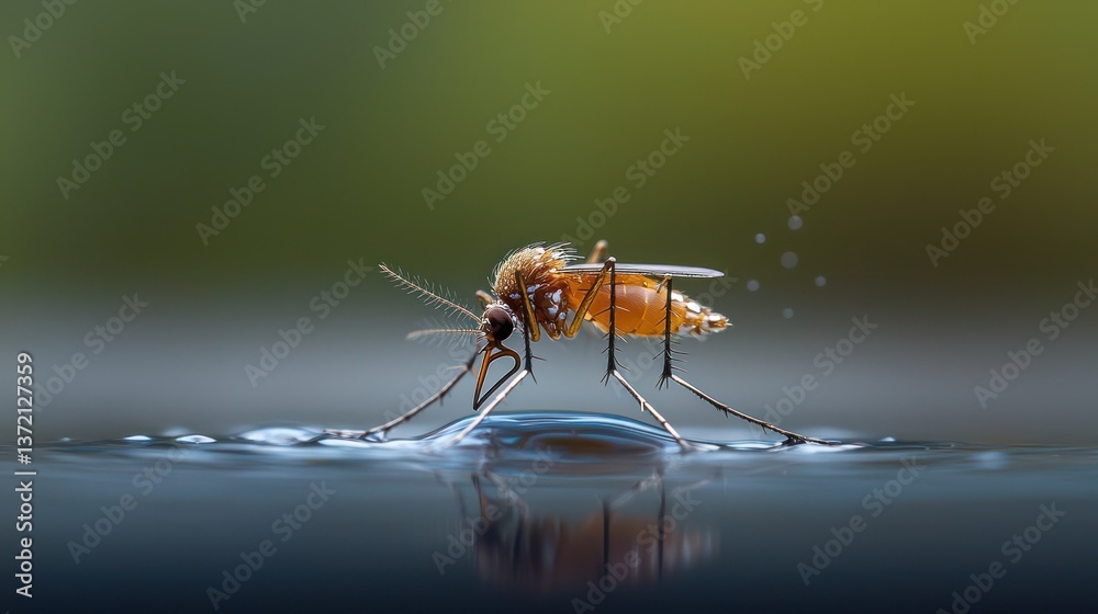 Fototapeta premium Mosquito on water droplet (3)
