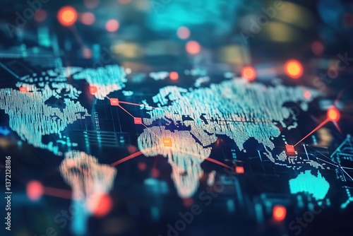 Global connectivity, seamless currency exchange and cross border money transfers visualized through network, Global Network Financial connectivity