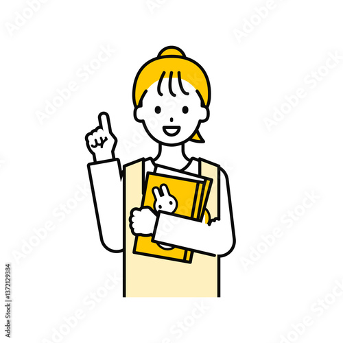 上半身のポーズ_シンプルな保育士の女性16