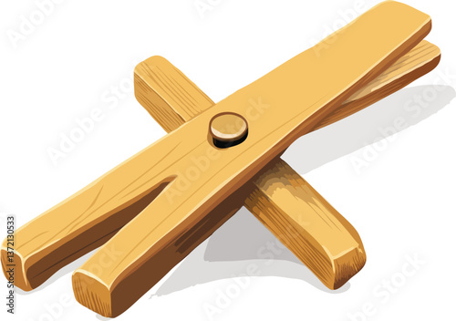 Clothespin vector illustration, isolated on white