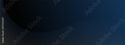 A dark blue banner with a gradient and white lines arcing across it. The lines create a subtle, yet dynamic, wave pattern.