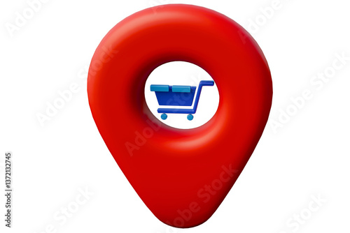 3d shopping gps pin. 3d rendering and 3d illustration