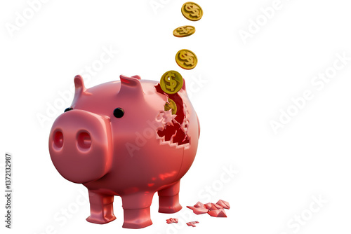 financial management collapse and financial corruption 3d. 3d rendering and 3d illustration