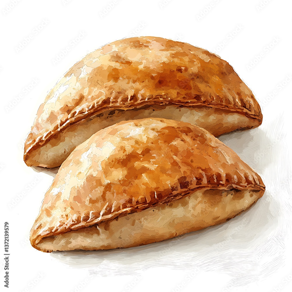 Two Golden-Brown Baked Pastries, Close-Up Studio Shot. A delicious image perfect for food blogs, recipe websites, and culinary publications. Two Golden-Brown Baked Pastries, Close-Up Studio Shot. A delicious image perfect for food blogs, recipe websites, and culinary publications.