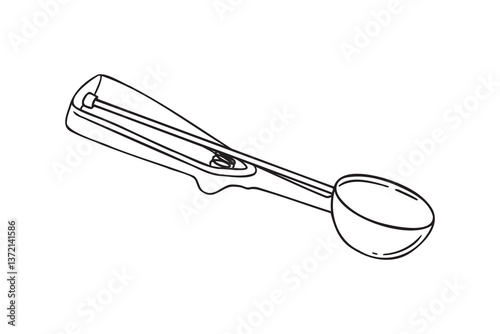 ice cream scoop icon doodle hand drawn. Outline ice cream scoop line drawing clipart symbol