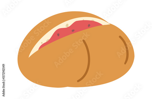 シンプルな苺ジャムパンのイラスト