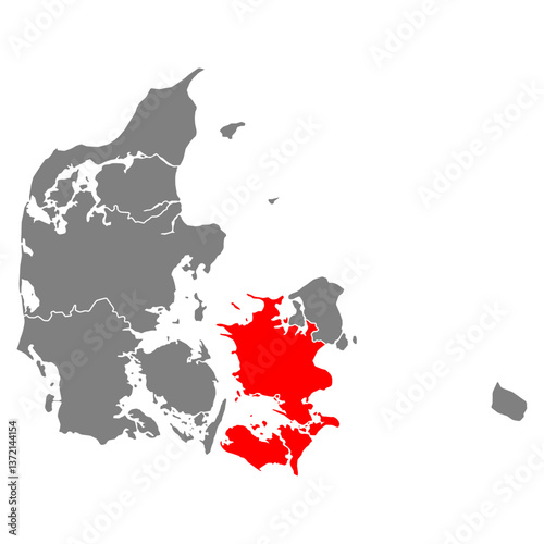 Region Zealand denmark map shape, travel web flat concept icon vector illustration .