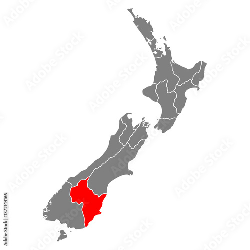 Otago of New zealand map shape, travel web flat concept icon vector illustration .
