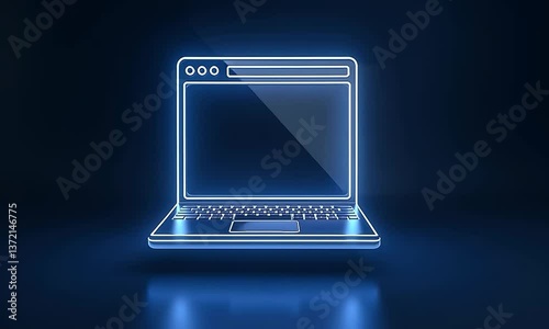 Neon Laptop: Digital Glow, Futuristic Technology