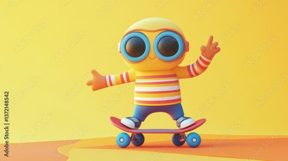 A cool trendy 3d skateboard character. illustration A cool trendy 3d skateboard character. illustration