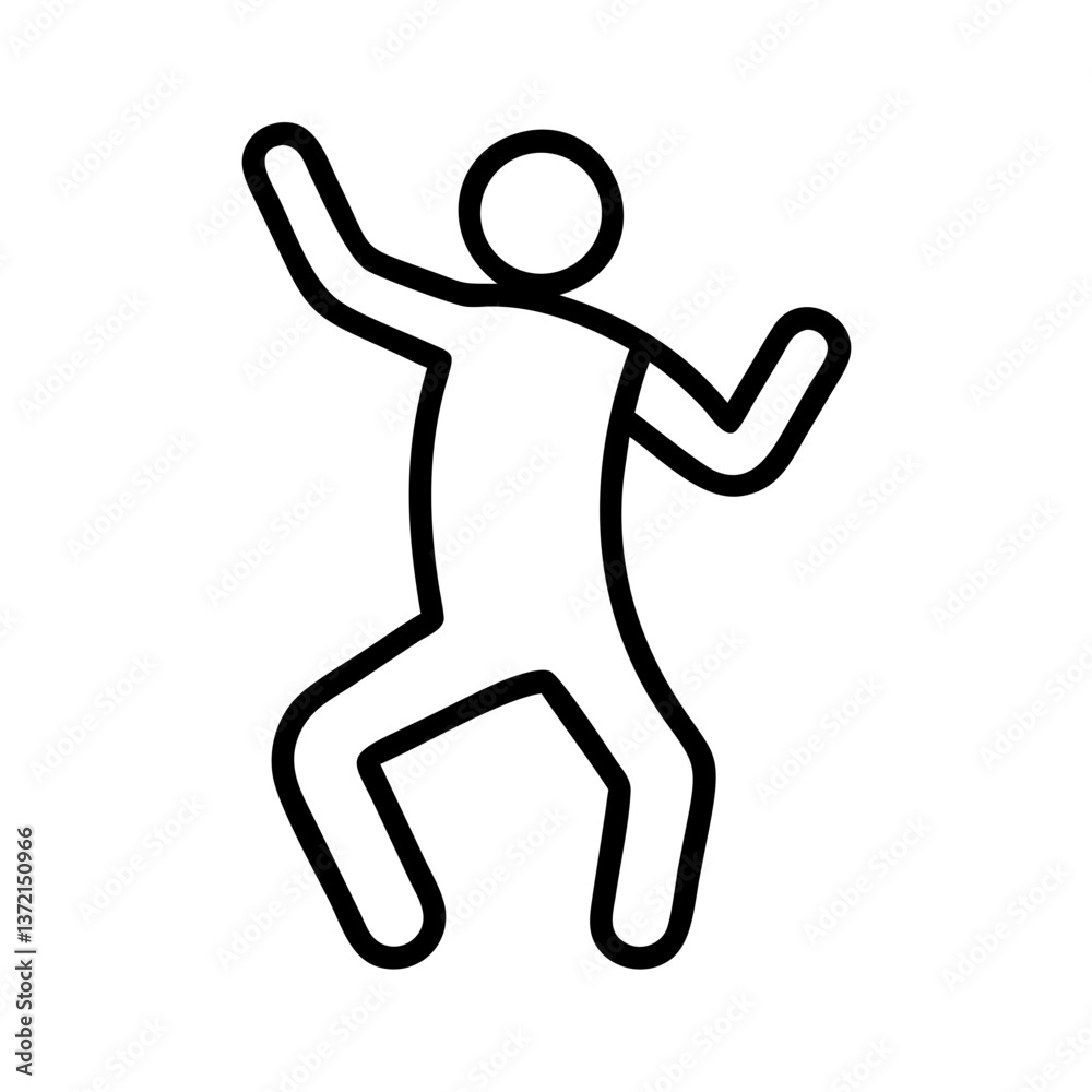 Dancing person in joyful movement with simple outline Dancing person in joyful movement with simple outline