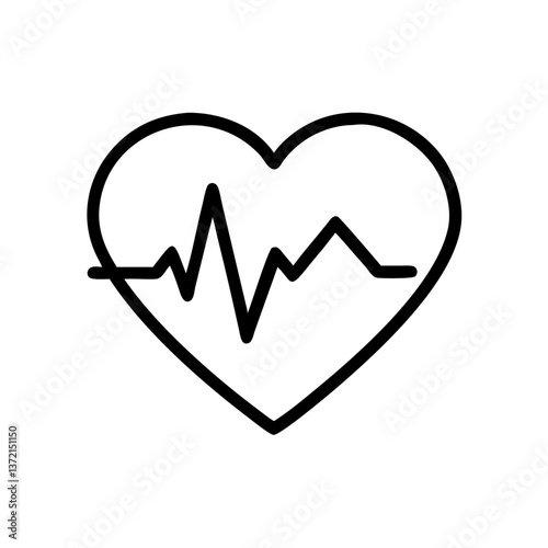 Heartbeat icon with ecg line in heart shape