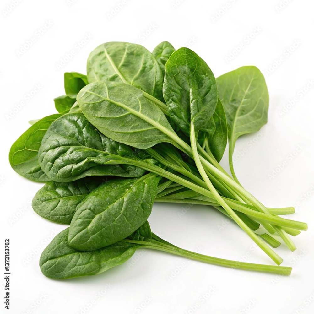 Fototapeta premium Fresh spinach in white background