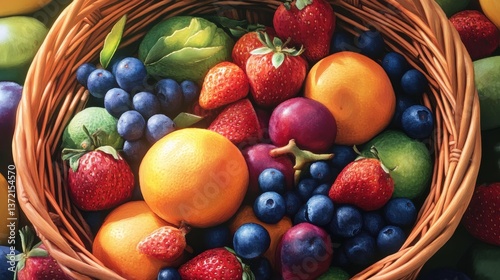 Close up photo of a fruit basket illustration