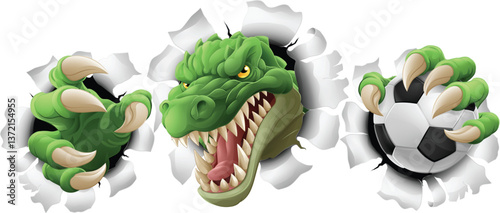 A crocodile, dinosaur or alligator lizard soccer football sports mascot