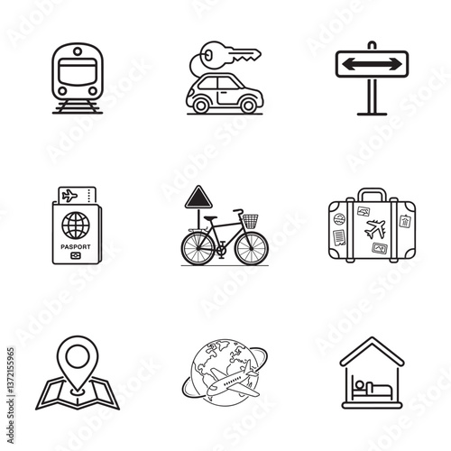 Minimalist Travel and Navigation Icons set.