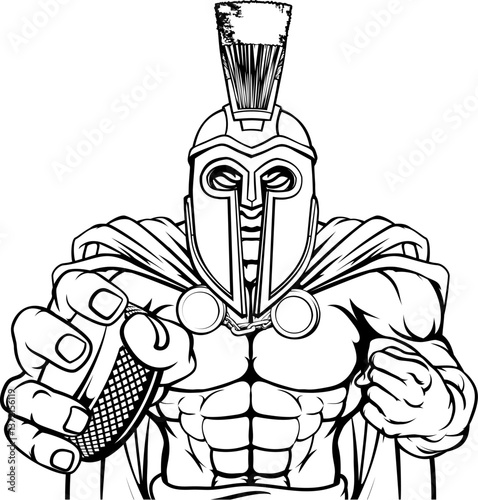 A trojan or spartan man ice hockey sports team cartoon mascot