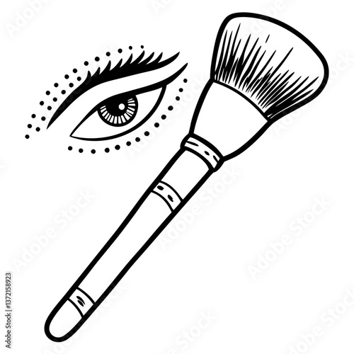 Makeup Illustration with Eye and Brush  Art Design for Beauty Concepts