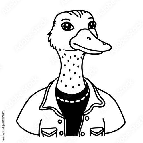 Trendy Anthropomorphic Duck in Casual Outfit  Illustration