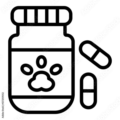 Pet Vitamins Vector Line Icon Design