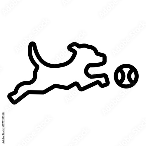 Fetch Game (Dog) Vector Line Icon Design