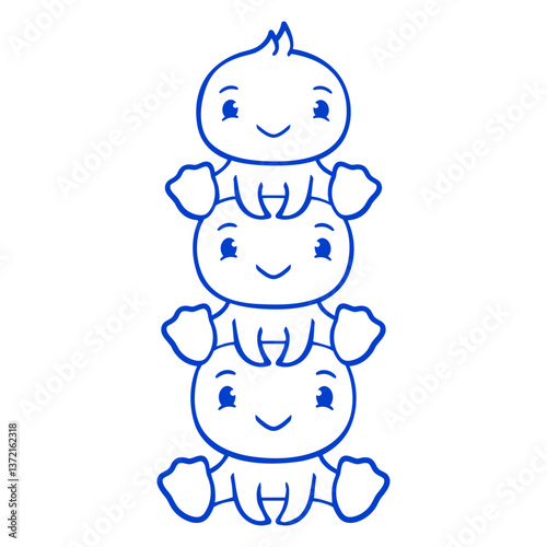 3 Ducks Tower Friends Children Piggyback Sitting Design Lover Art Vector Illustration Card T-Shirt Poster Sticker Graphic Print Decorative Drawing Isolated Logo Decoration Symbol Creative Cool Style
