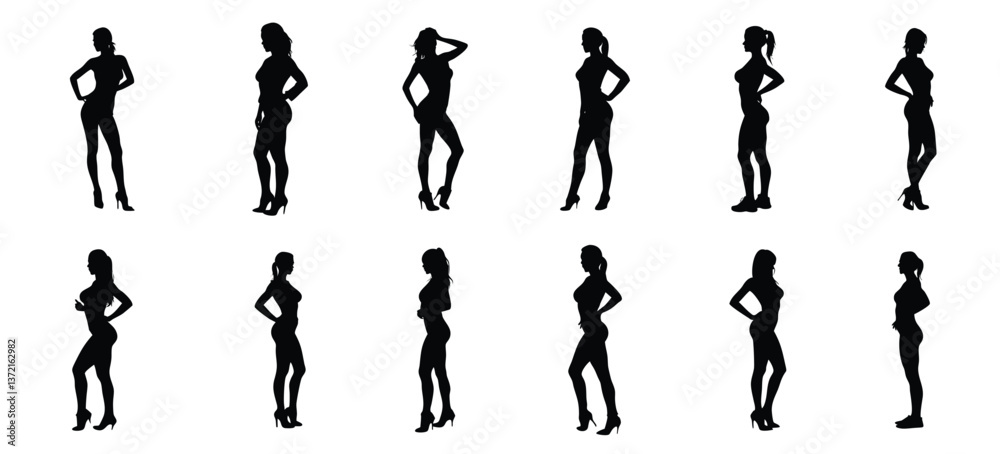 Curvy Woman Silhouettes: Confident Poses in High Heels Curvy Woman Silhouettes: Confident Poses in High Heels