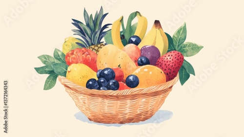 Close up photo of a fruit basket illustration