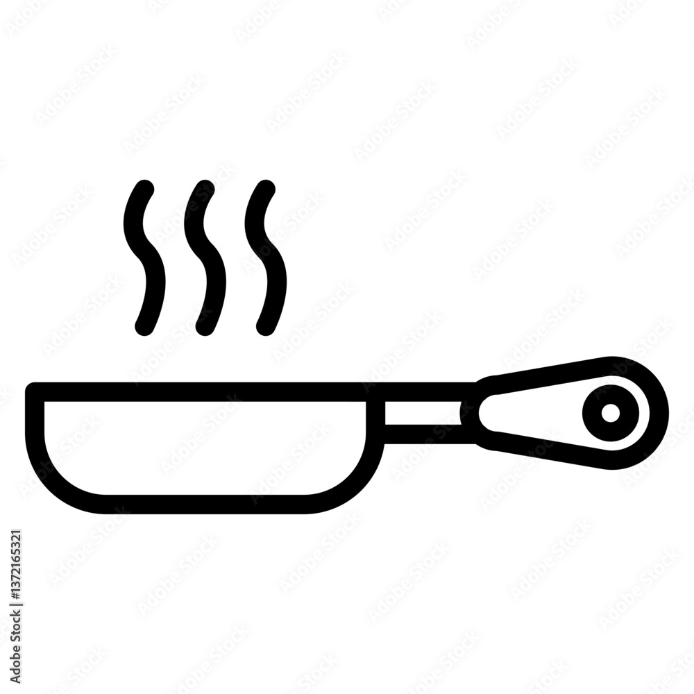 Frying Pan Vector Line Icon Design Frying Pan Vector Line Icon Design