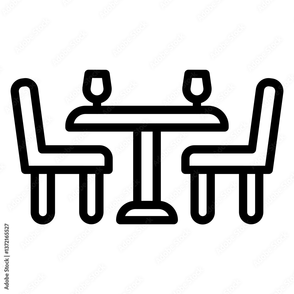 Dining Table Vector Line Icon Design Dining Table Vector Line Icon Design