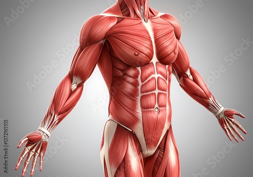 Anatomy of Human Body Muscular System Showing Muscles and Bones