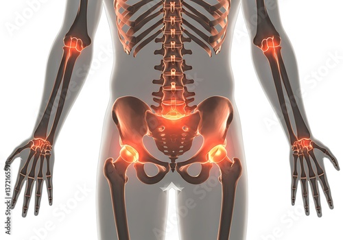 Examining Human Skeletal System Showing Joint Inflammation for Medical Illustration