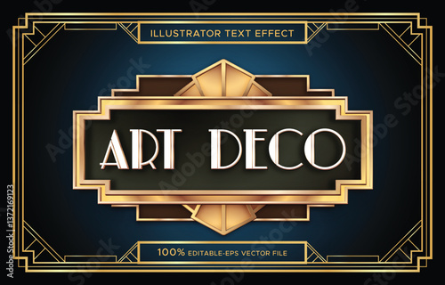 luxury gold art deco text with frame