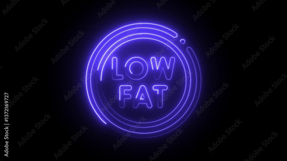 Glowing neon no fat icon isolated on black background. HD Video motion graphic animation Glowing neon no fat icon isolated on black background. HD Video motion graphic animation