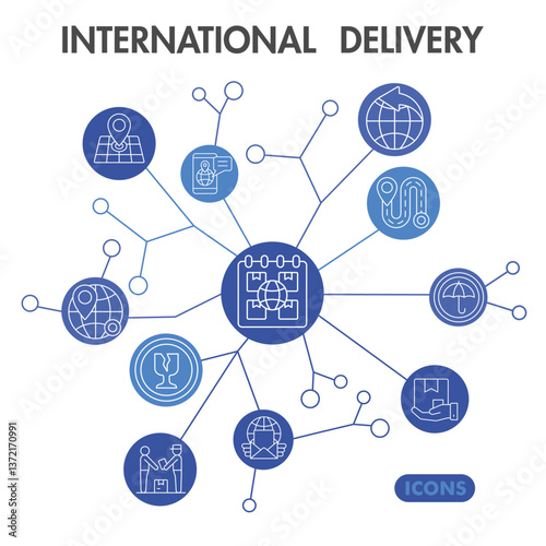 Delivery service symbols collection or sketches. international delivery theme icons in line style signs for web and app. Vector graphics isolated on white background.