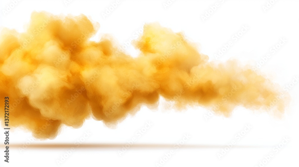 Mysterious yellow smoke cloud, abstract texture and dynamic energy against dark backdrop Mysterious yellow smoke cloud, abstract texture and dynamic energy against dark backdrop