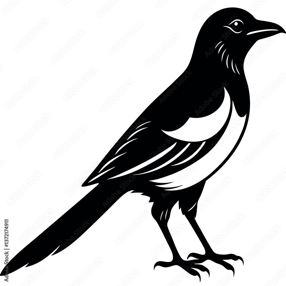 Magpie bird silhouette Magpie bird silhouette