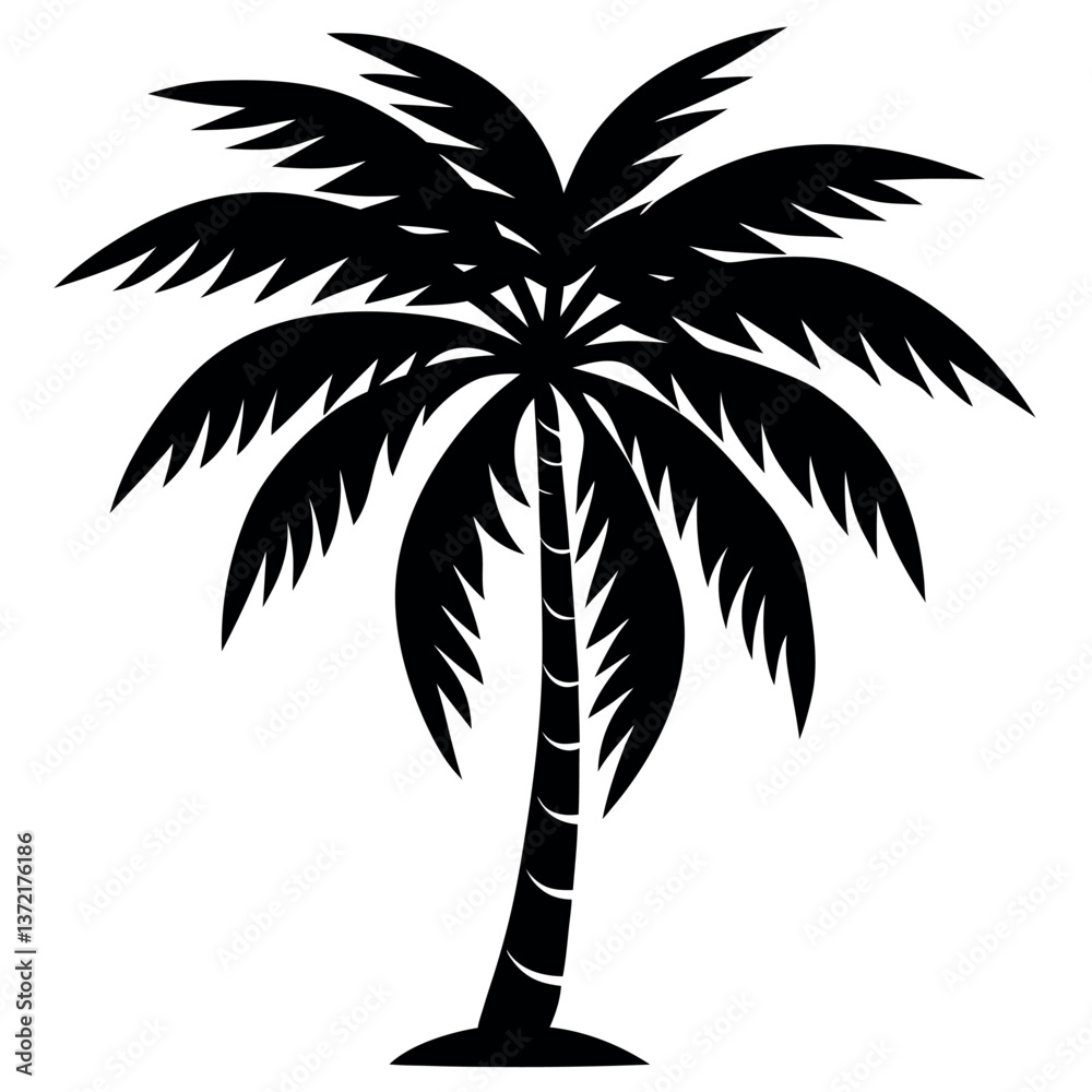 Obraz premium Palm-tree-silhouette-vector-illustration.