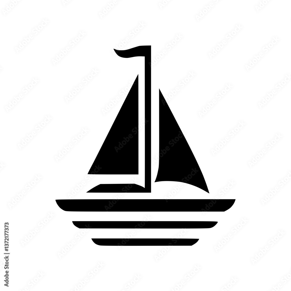 Monochrome sailboat icon on a plain background  
