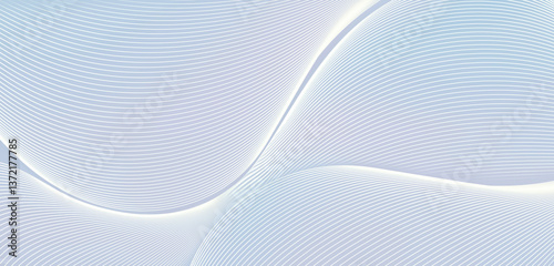 Slika na platnu Serene White Abstract With Soft Curves and Lines