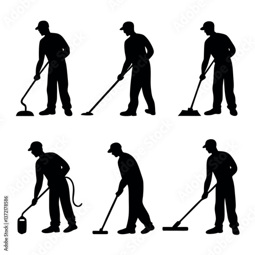 Silhouette set of clean wash wipe vector. 