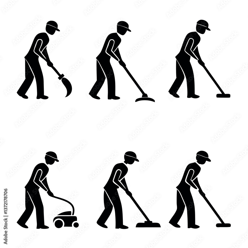 Naklejka premium Silhouette set of clean wash wipe vector. 