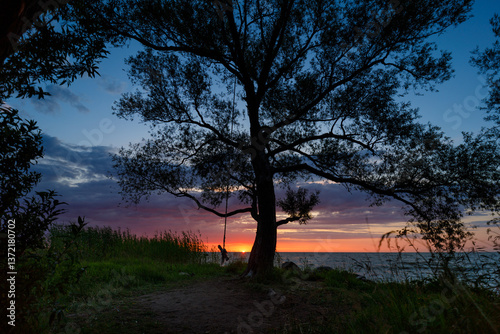 Obraz na płótnie Sunset on the coast of the Curonian Spit w salonie