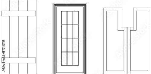 silhouette design vector illustration sketch design furniture door aluminum modern minimalist 