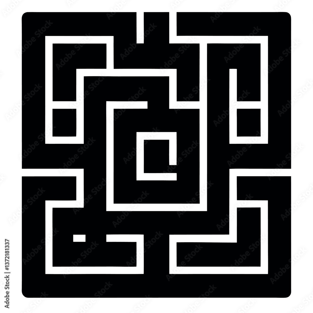 Silhouette rectangle maze isolated. Silhouette rectangle maze isolated.
