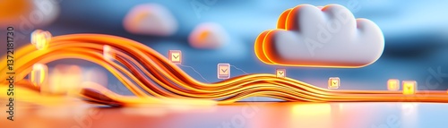 Data security innovations virtual cloud environment digital illustration technology abstract view encryption concept