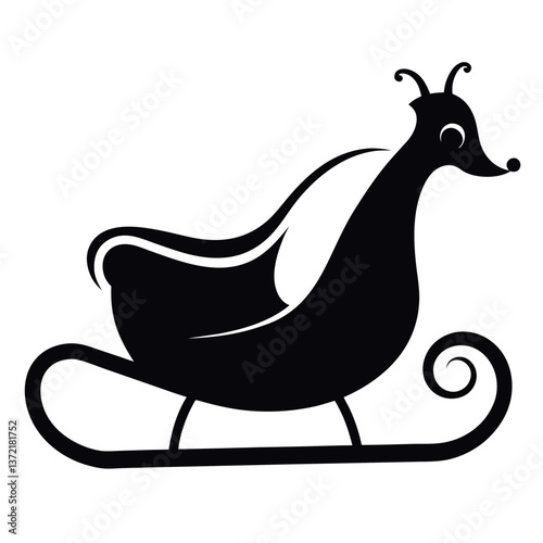 Very simple silhouette sleigh logo icon design.